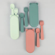 Load image into Gallery viewer, Feedie® Fork & Spoon Set - Blue Dusk