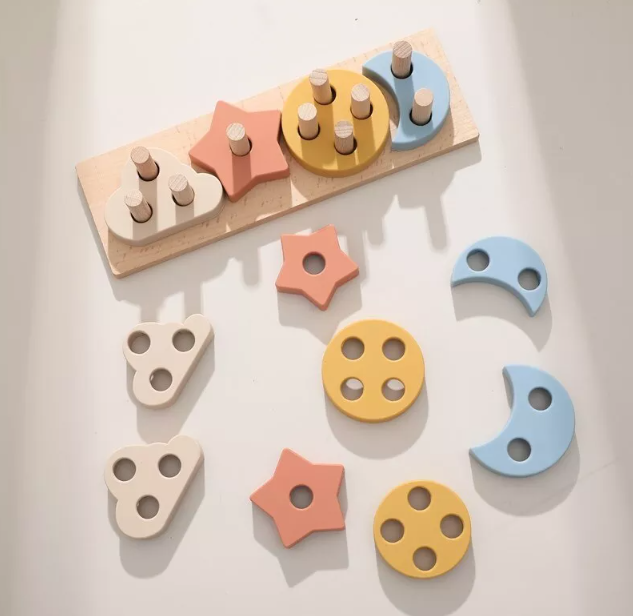 Wooden Shapes Puzzle - Rectangle 12 pieces