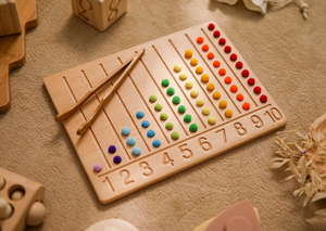 Wooden Number Counting and Sorting w Tweezer